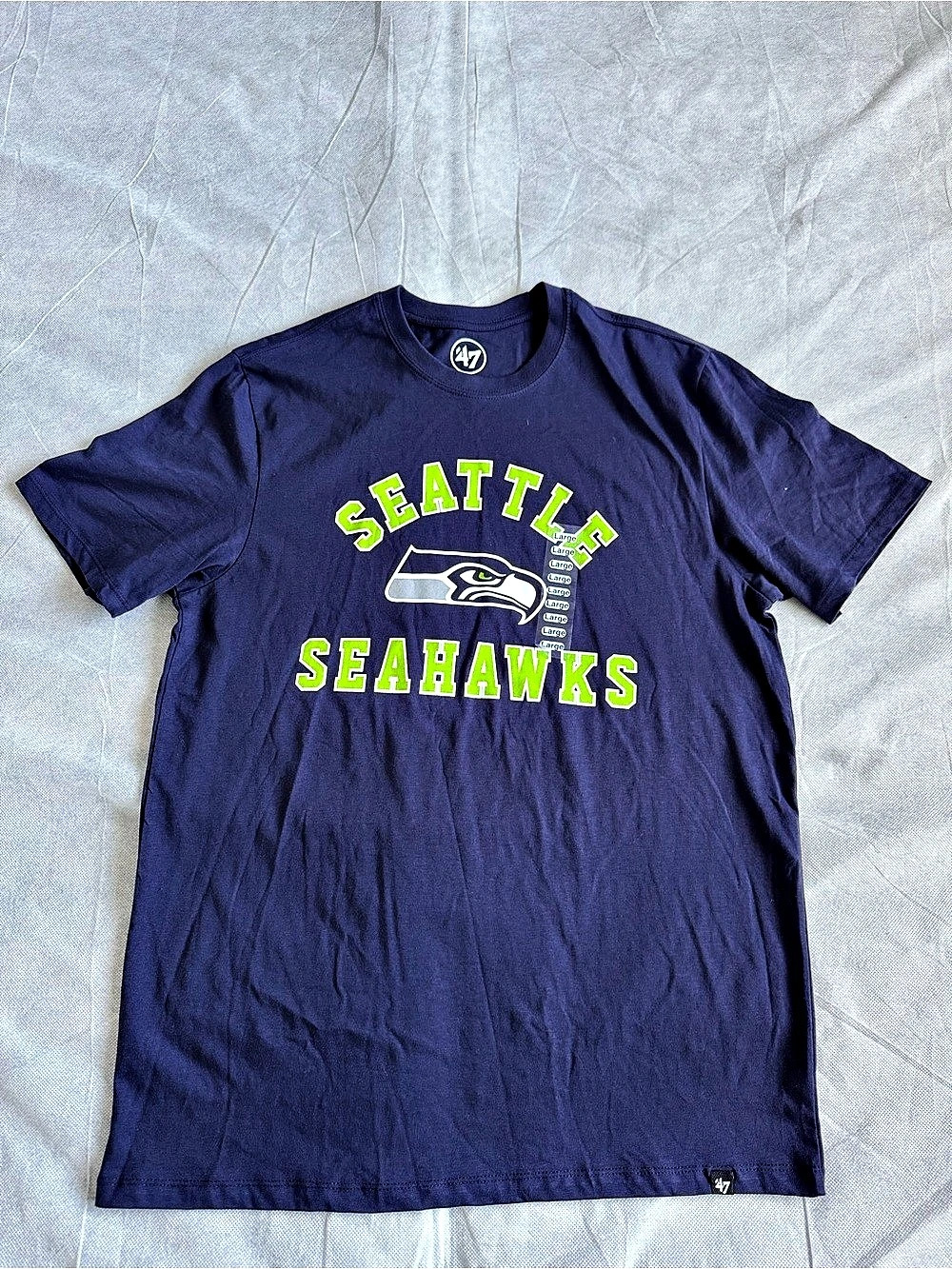 Seattle Seahawks T Shirt Graphic Tee 47 Brand Blue Short Sleeve Men Large